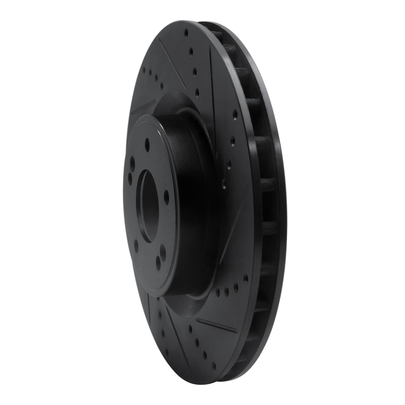 Hyundai Genesis Coupe Brake Rotor (1) - Front Right - R1 Concepts - Drilled & Slotted - Black - `10-`16